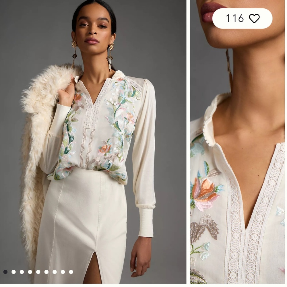NWOT Tiny by Anthropologie Hartford embroidered blouse - Picture 7 of 8